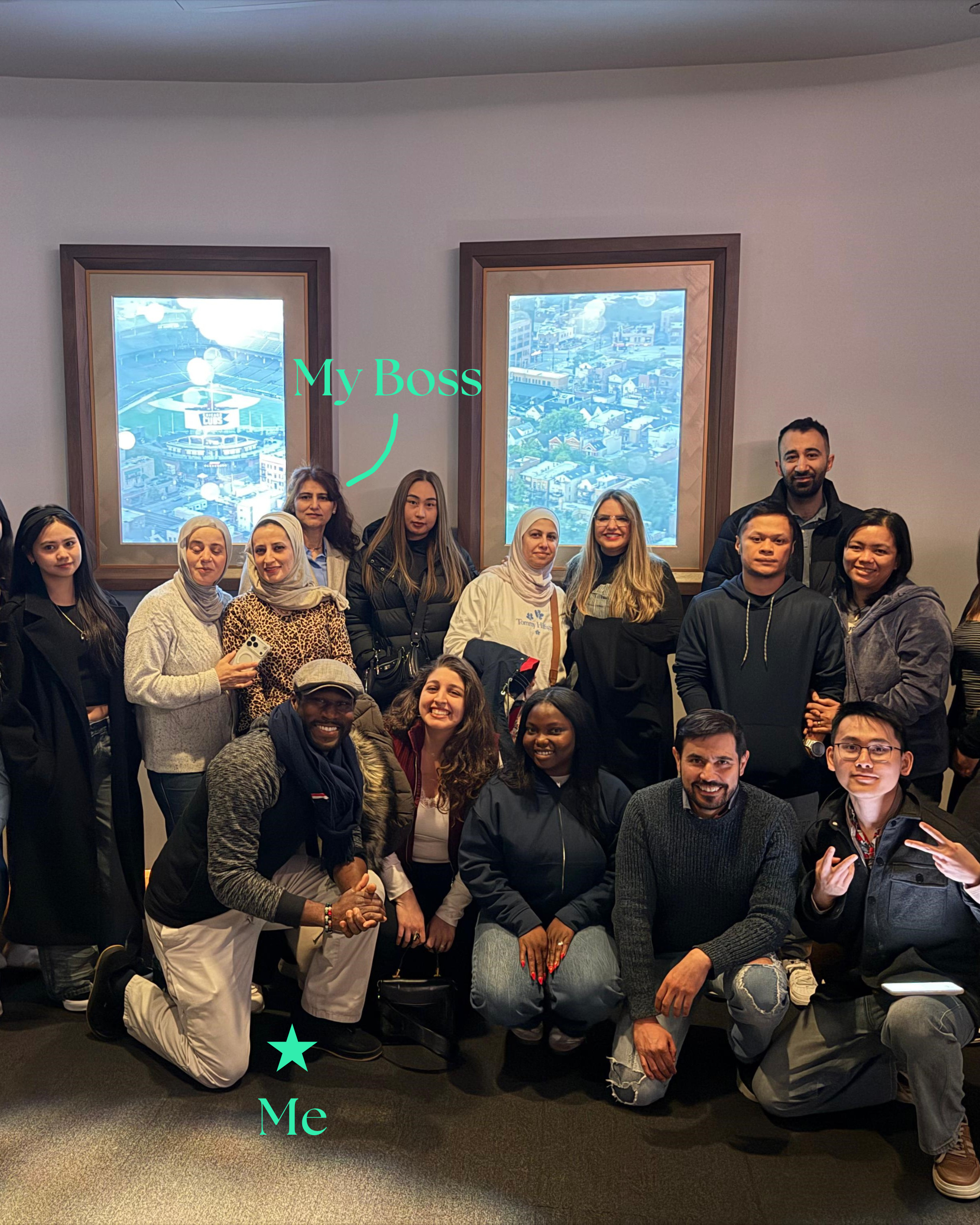 Prentice with the team in Chicago